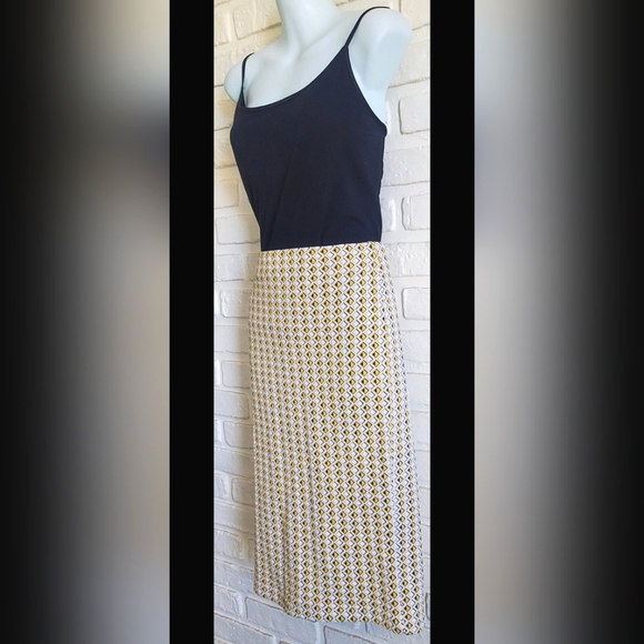 Zara Jacquard Midi Pencil Tube Skirt Yellow, White, Black Size Large - Picture 9 of 9